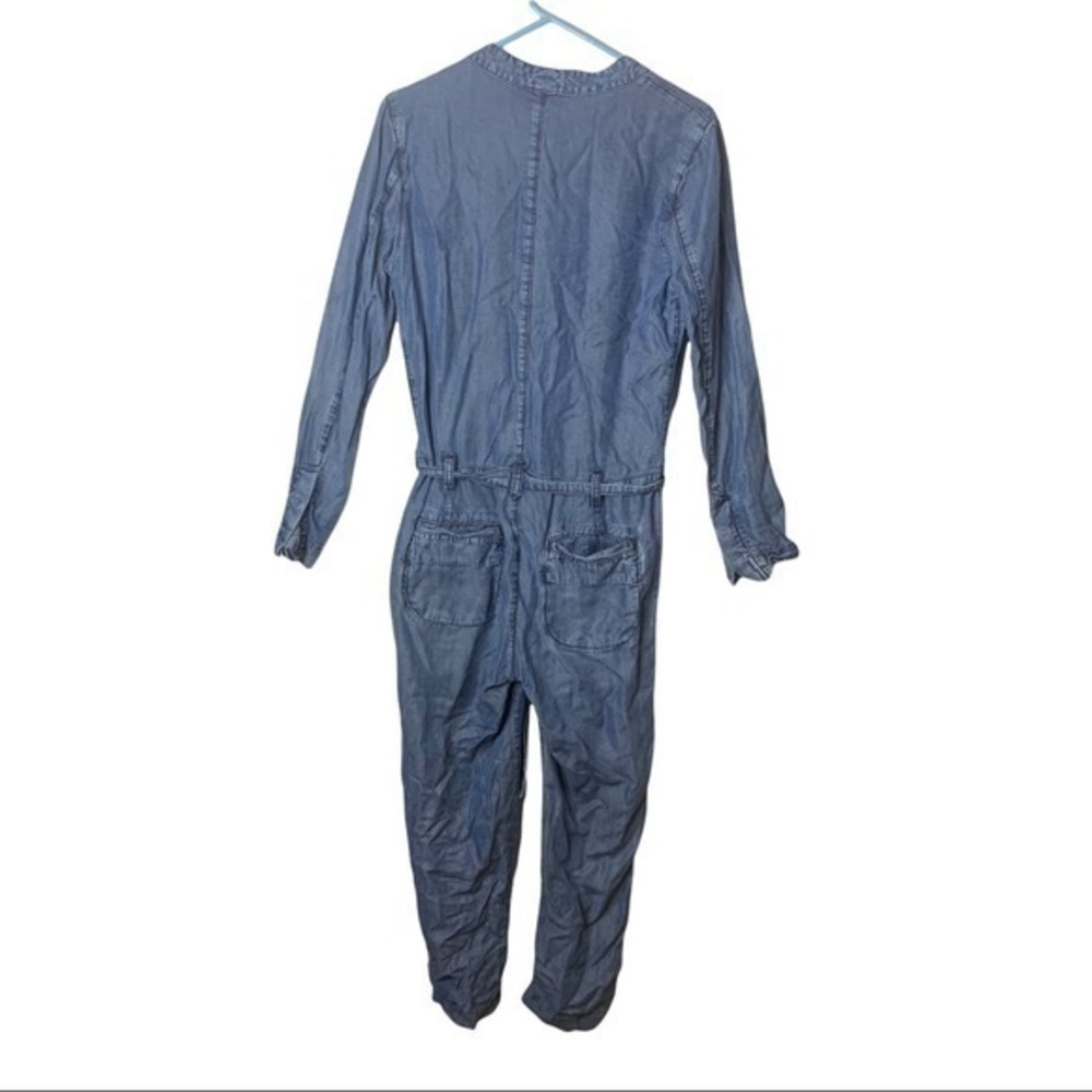 FREE PEOPLE LOU DENIM BELTED CHAMBRAY V-NECK JUMPSUIT - Picture 7 of 16
